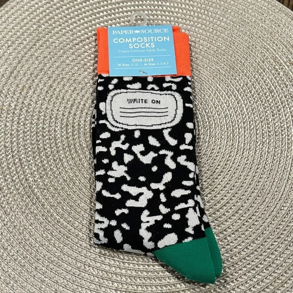 Paper Source Composition Socks NEW Unisex Crew Adult Socks